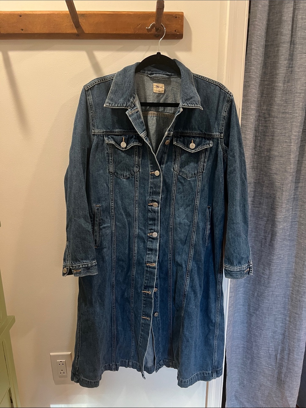 GAP Long Denim Dress Coat - Medium Blue XL